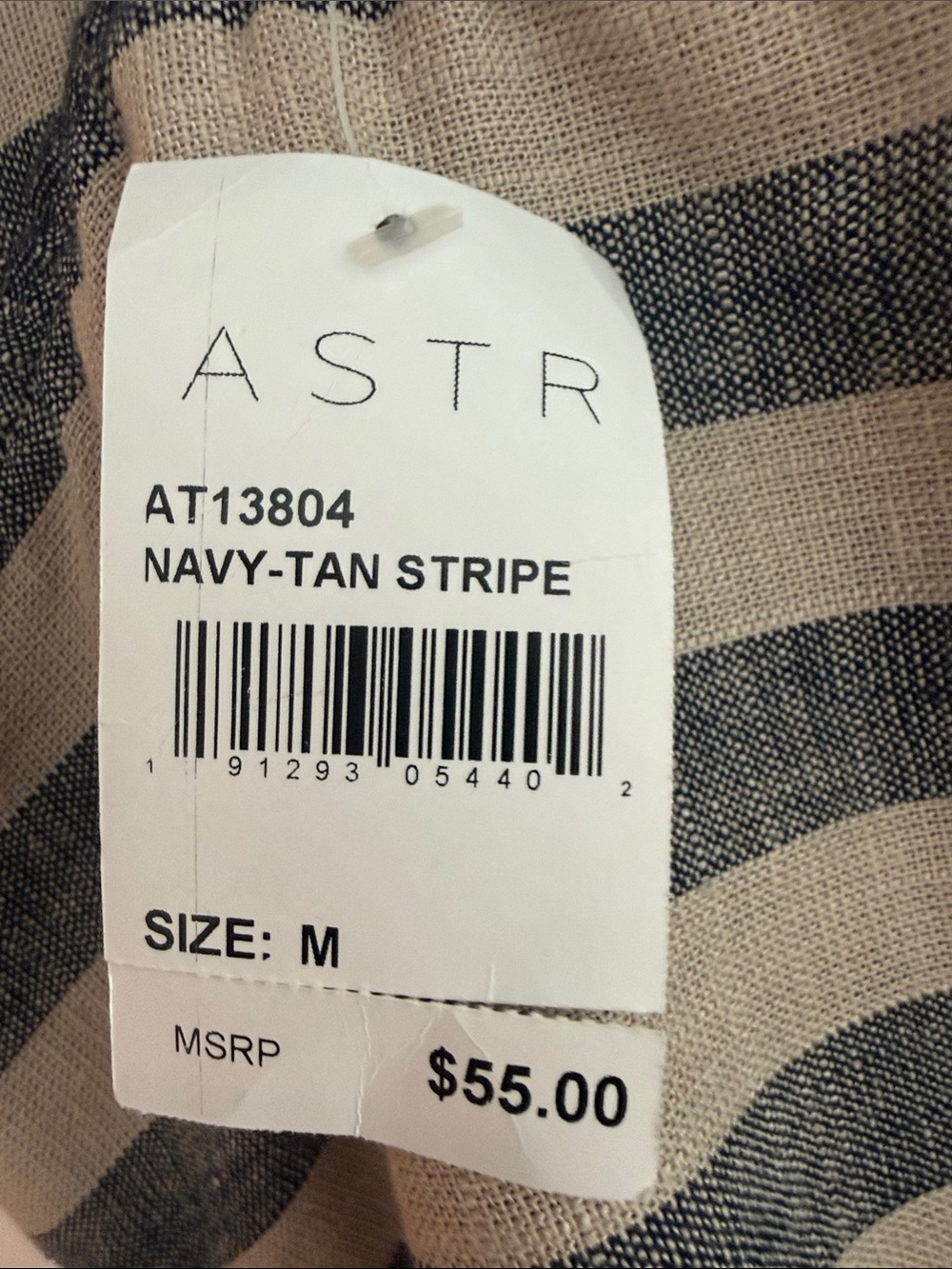 ASTR-Striped Wrap Crop Top - Blue & Cream - Picture 4 of 4